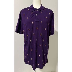 Polo Ralph Lauren vintage men’s purple logo polo shirt pony logo all over L